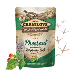 Carnilove Aliment Humide Chat Sauce Riche en Faisan enrichi en Feuilles de Framboisier 85 G