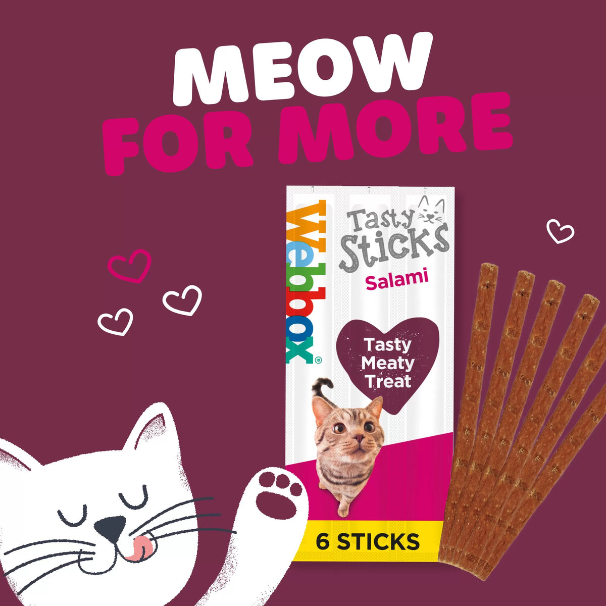 Webbox Tasty Sticks Gâteries pour chats salami 30 G (6pcs)