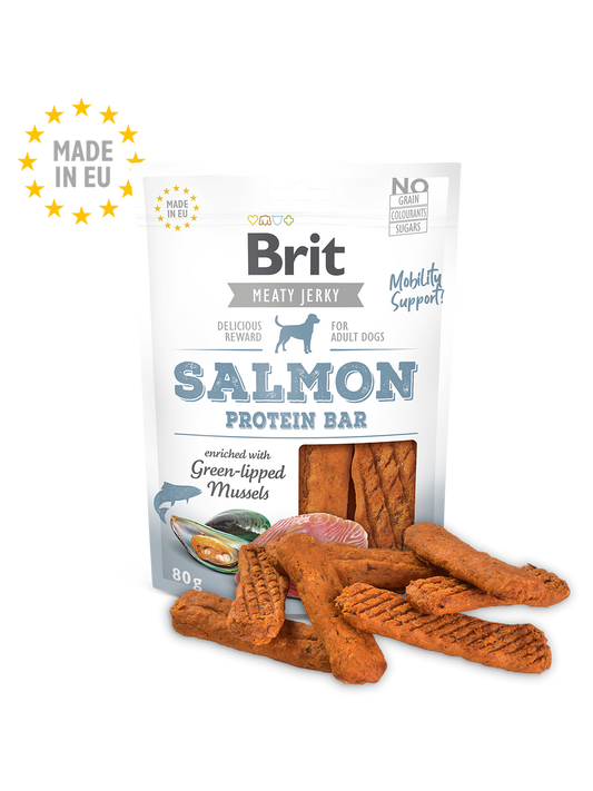 Brit Meat Jerky Snack–Salmon Protein bar 80 G