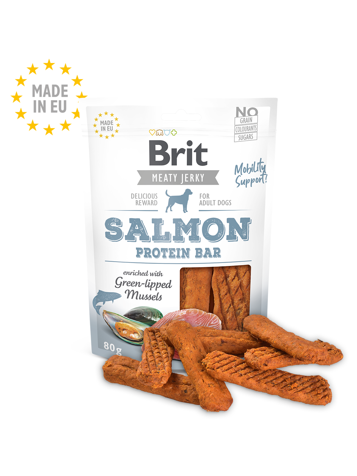 Brit Meat Jerky Snack–Salmon Protein bar 80 G