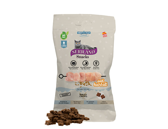 Serrano Snacks pour chats Poulet Anti hairball  50g