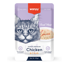 Wanpy Aliment Humide Chat Filet en gelée - Poulet et crabe