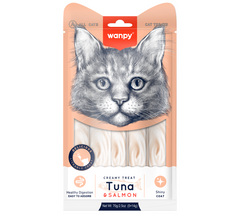 Wanpy Gâterie crémeuse à lécher - Thon et saumon (14gx5)