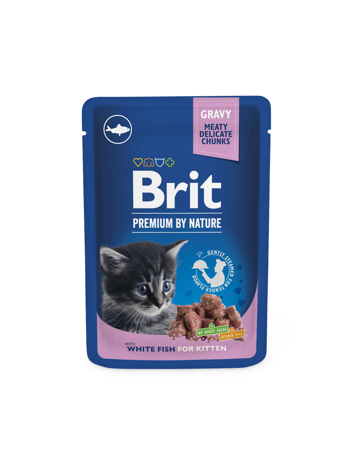Brit Premium Aliment Humide Chat Chunks with White Fish in Gravy for Kittens 100 G