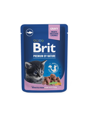 Brit Premium Aliment Humide Chat Chunks with White Fish in Gravy for Kittens 100 G