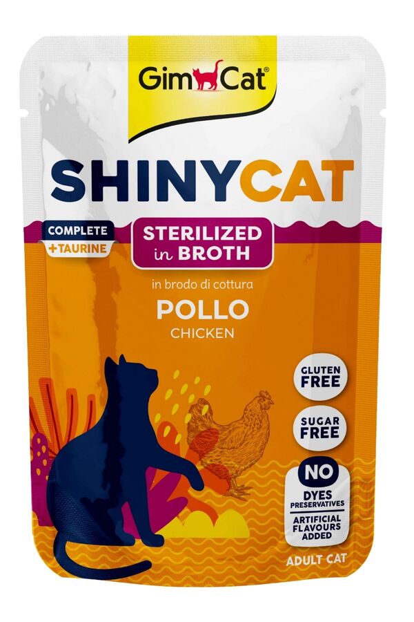 Gimcat Aliment Humide Chat Shinycat Sachet  pour chat adulte Stérilisé poulet 70g