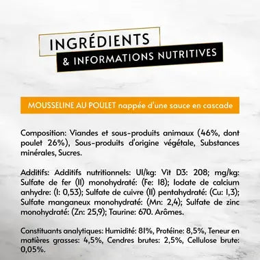 GOURMET® REVELATIONS® Aliment Humide Chat au Poulet - Les Mousselines nappées de Sauce (4x57)