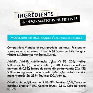 GOURMET® REVELATIONS® au Thon Aliment Humide Chat - Les Mousselines nappées de Sauce (4x57g)