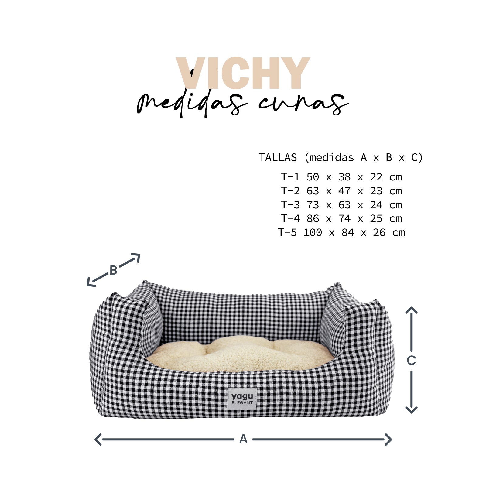 YAGU LIT CONFORT VICHY NEGRO T-4