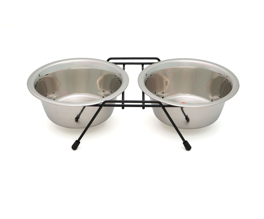 DOUBLE SUPPORT AVEC BOLS EN ACIER INOXYDABLE 900 ML X2