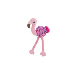 Leopet Jouet pour chien flamant rose avec balle tubulaire en caoutchouc, corde 36x20 cm