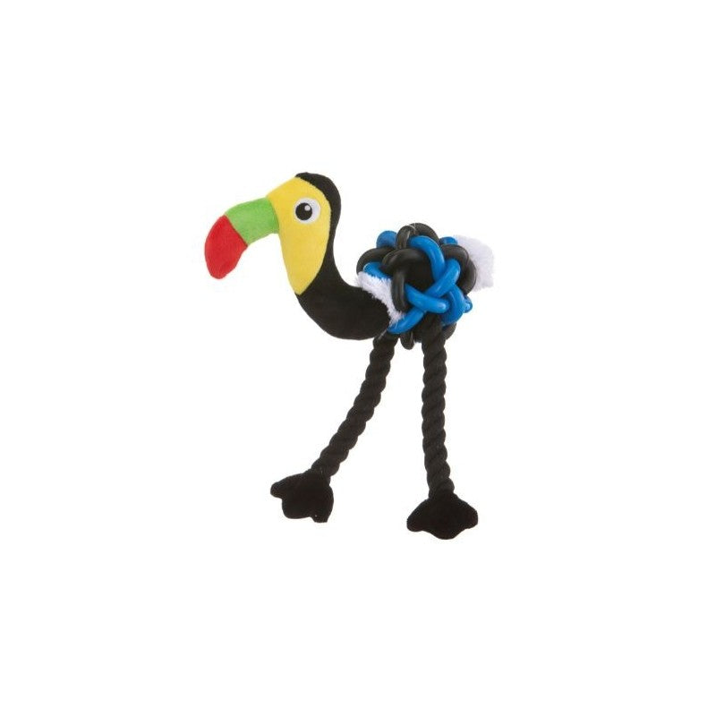 Leopet Jouet pour chien Toucan avec balle tubulaire en caoutchouc, corde 36x20 cm