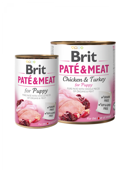 BRIT Aliment Humide Chien PÂTÉ & VIANDE-POULET & DINDE - CHIOT 400 G