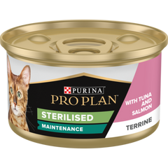 PRO PLAN® STERILISED MAINTENANCE, Aliment Humide Chat Terrine, au Thon et au Saumon 85 G