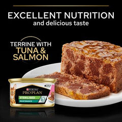 PRO PLAN® STERILISED MAINTENANCE, Aliment Humide Chat Terrine, au Thon et au Saumon 85 G