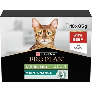 Pro Plan Aliment Humide Chat stérilisée , bœuf dans la sauce (85Gx10)