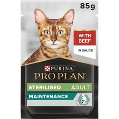 Pro Plan Aliment Humide Chat stérilisée , bœuf dans la sauce (85Gx10)