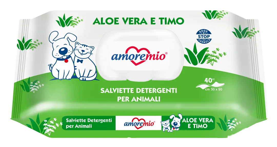 Lingette AMOREMIO Aloe vera et Thym 40 pcs