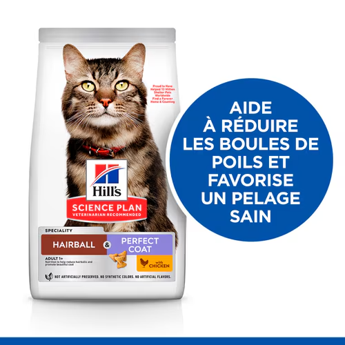 Hill&#39;s SCIENCE PLAN Hairball &amp; Perfect Coat - Chat Adulte - Poulet 1,5 Kg