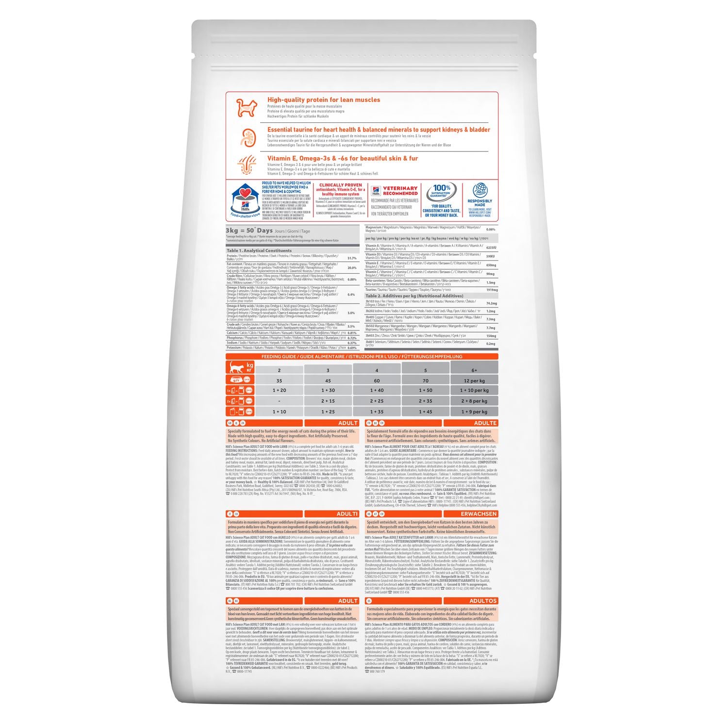Hill's Science Plan Aliment Sec pour Chat Adulte (1-6) - Agneau 1,5 Kg