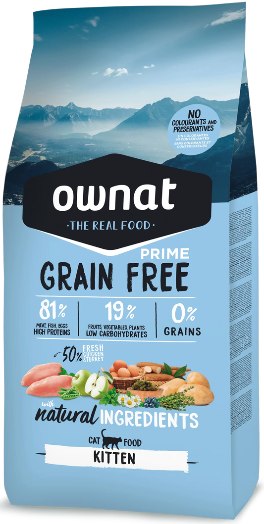 Ownat Grain Free Prime Aliment Sec pour Chat (Kitten) 3 Kg