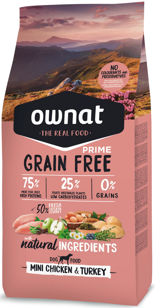 Ownat Grain Free Prime Mini Adult Chicken &amp; Turkey 3 Kg